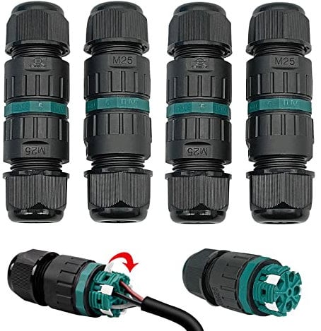 Kabelverbinder Wasserdicht IP68 für Ø9-14 mm Kabeldurchmesser, 5-polig Erdkabel Verbindungsmuffe Abzweigdose, Verteilerdose Außen Schwarz für Garten, Outdoor, Boden, Dach (5-polig 4p)