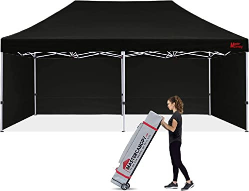 MasterCanopy Heavy Duty Pop-up Gazebo tent with Sidewalls (3x6M, Black)