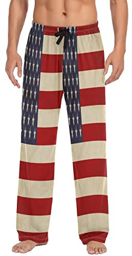 Mnsruu Amerikanische USA-Flagge Retro Herren Pyjama Lounge Hose Casual Stretch Hose Weites Bein, mehrfarbig, XL