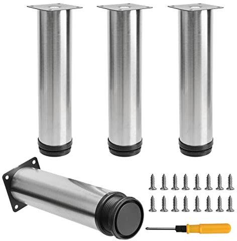 Uotyle 4PCS Adjustable Table Legs 200mm Adjustable Legs For Furniture Stainless Steel Cabinet Table Legs With Screws & Screwdriver
