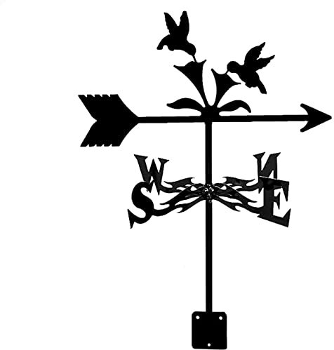 Windfahne, Wetterfahne, Wildschwein, Kolibri und Blume, Windrichtungsanzeiger, Wetterfahne, Edelstahl-Wetterhahn mit Anti-Rost-Beschichtung, Gartenpfahl, Kunstdekor
