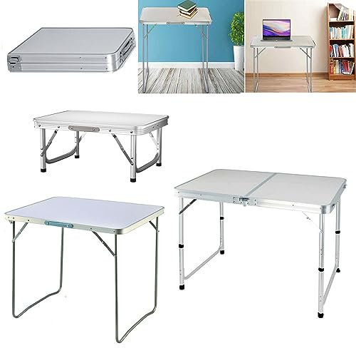Rigogo Tragbar Klapptisch Picknick, Leicht Campingtisch Klappbar Aluminium mit Tragegriff, Leicht zu transportieren, für Innen und Außenbereich, 80x60x69cm
