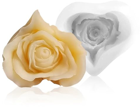 Moule Silicone Bougie 3D Fleurs de Grande, Moules de Bougie Fleur Rose, Moule de Bougie Rose Fleurm, Qualité Alimentaire, pour Cire de Soja, Cire D'abeille, Aromathérapie, Savon, Chocolat