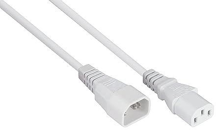 kabelmeister Kaltgeräteverlängerung Kaltgeräte-Stecker C14 an Kaltgeräte-Buchse C13- weiß - 1,00mm² - 3m