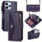 Zouzt for iPhone 15 Pro Wallet Case for Women, Purse with Credit Card Holder Slots Crossbody Lanyard Strap Zipper Flip Book Shockproof Protective Phone Cover for Apple 15 Pro 6.1 Inch (Purple)