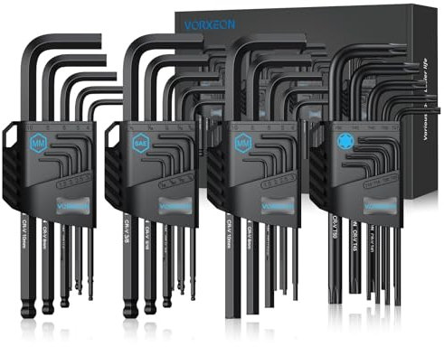 VORXEON Jeu de 36 Pcs Clés hexagonales Clés Allen Clé Star Clé étoile, Clés à six pans à tête sphérique Métrique et SAE, 1.5 à 10 mm et T10 à T50 et 1/16 à 3/8