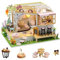 DIY Cat Cafe Miniatur Puppenhaus Kit mit LED-Licht, 1:24 Maßstab handgemachte Katze Kaffee Garten Puppenhaus, kreative Geburtstagsgeschenk für Teenager Kind (Katzen-Café Puppenhaus)