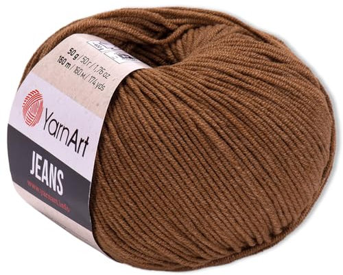 Frida's Wollhaus YarnArt 50 g Jeans Stricken Häkeln Amigurumi Babywolle Pastellfarben 63 Farben (40 | Braun)