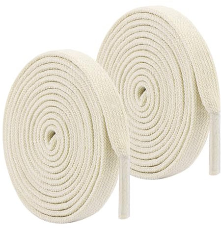 2 Pares Cordones Planos 8mm Cordones Zapatos Cordones Zapatillas Deporte Cordones para Botas Cordones Anchos Cordones Blancos Negro para Calzado Deportivo Correr Lona Informales (blanco roto)