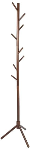 Harbour Housewares Dark Wood Wooden Coat Rack Stand with 8 Hooks - Hall Tree Entryway Storage Floor Freestanding Coat Stand for Clothes, Jackets, Bags, Hats