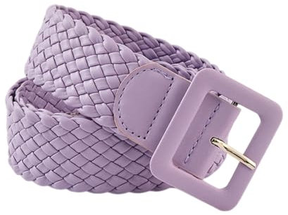 Kabelife Damen Breiter Elastischer Stoffgürtel Geflochtener Stretchgürtel Dehnbarer Gürtel Flechtgürtel Stretchgürtel Liebesschnalle Dekorative Accessoires(Lila)