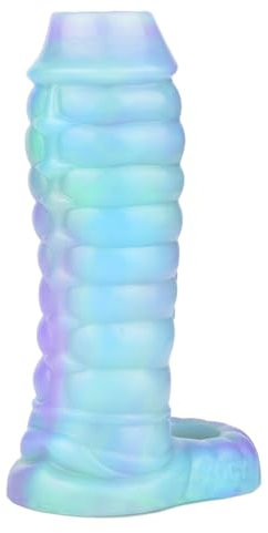 Jomyu Realistischer Dildo Monster Penis Sleeve Tier Penishülle mit Hodenring Alien Dildo Erektionssteigerung Extender Wiederverwendbare Penishülle Penis Vergrößerung G-Punkt Extender Sexspielzeug