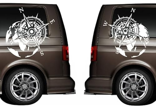 2 Stück Kompass Aufkleber für Camper und Wohnmobile in verschiedenen Größen (SM1/2)