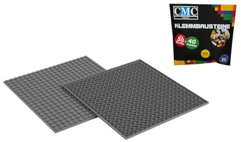 CMC imports 2 x Bauplatte Grundplatte Modular - beidseitiges Bauen Kompatibel 20 x 20 Noppen Platte Basepalte Klemmbausteine Bausteine City 34 vers. Farben (Dunkelgrau / 851)