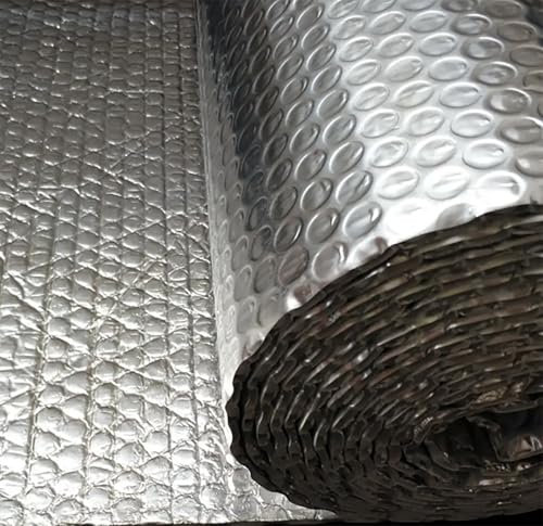 GQZJY Autoadhesivo Paneles aislantes termicos 4mm Hoja de Aluminio con Burbujas Doble Capa Aislamiento del Techo Radiator Reflector Rollo para Ventanas, Coches(Size:1 * 25m/3.2 * 82FT)