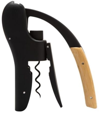Wine Corkscrew,Lever Corkscrew,Zinc Alloy Wine Bottle Opener,Professional Corkscrew - Black (Bamboo)