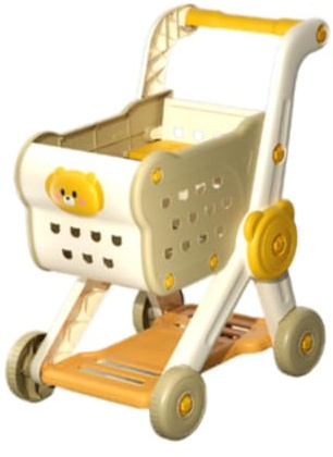 FytStycale Einkaufswagen Kinder Supermarkt Spielzeug Mini Trolley Handwagen Fantasie Rollenspiel Organisation Motoriktraining für Party Foto Requisiten, Gelb