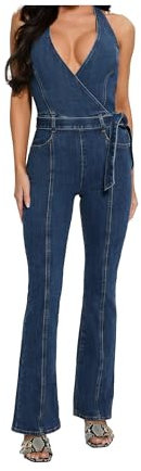 GUESS Eco Claire Halter Jumpsuit Tuta Intera, William, M Donna