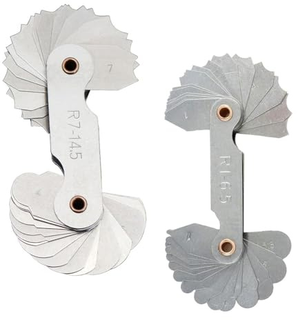 Misuratore del Raggio, Calibro del Raggio, Indicatori di Raggio, Misuratore di Filettatura, Raggio Strumento di Misura Convesso Concavo Portatile per Strumenti, R1-6.5 + R7-14.5, 2 Pezzi
