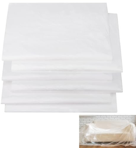 Hejo 6er Set Abdeckfolie Maler, 4×5m Starke Malerfolie, Malerplane, Malerabdeckfolie, Transparente Baufolie aus PE, Große Abdeckplane für Malerarbeiten, Renovierung, Gartenmöbel