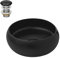 LuxeBath Waschbecken Keramik rund Ø 350x120 mm Schwarz mit Ablaufgarnitur Schwarz, Aufsatzwaschbecken für Badezimmer/Gäste-WC, Modernes Aufsatzbecken, Waschtisch Waschschale Waschplatz Handwaschbecken