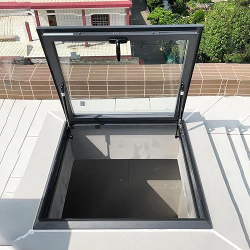 Claraboya para Techo, Ventana de Techo, Claraboya para Techo de casa, Tragaluz con ventilación Manual con Vidrio Templado de Doble Capa para áticos, sótanos, cobertizos,400X400mm