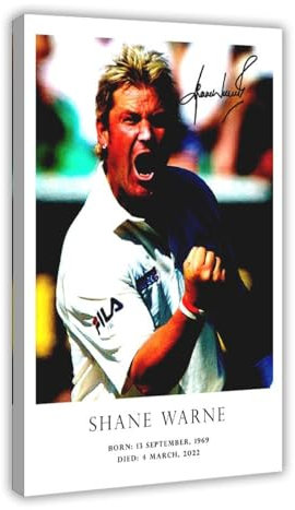 maehbya Shane Warne Retro-Poster, Leinwand, Poster, Schlafzimmer, Dekoration, Landschaft, Büro, Raumdekoration, Geschenk, 40 x 60 cm