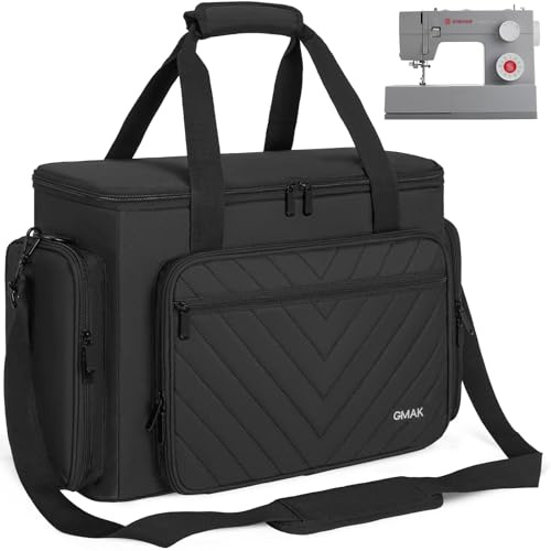 OUUTMEE Custodia per macchina da cucire, borsa da trasporto per macchina da cucire con imbottitura rimovibile, borsa organizer portatile per la maggior parte delle macchine standard, Nero , Organizer