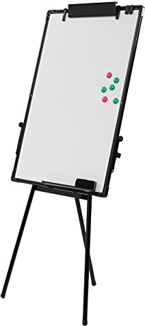 Whiteboard mit Ständer Flipchart Ständer Magnetisch 90x60cm Höhenverstellbar 97-158cm Trocken Abwischbar Whiteboard Staffelei Komplettset inkl 6 Magneten Stifte & Radierer Stabiler Stahl-Ständer