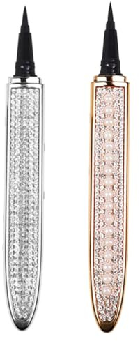 NULYLU 2pcs Silver Eyeliner Pen with Self-adhesive Glue for False Eyelashes, Quick Dry and Smudge-proof Eye Liner Pens Suitable for Everyday Makeup Looks