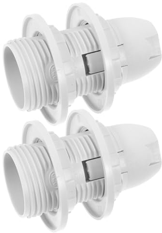 SHINEOFI Lot de 2 Douilles E14 à Vis Complète Blanches Support de Lampe en Plastique pour Remplacement D’Ampoules LED Culot pour Lampe de Table Lustre et Lampadaire Accessoires