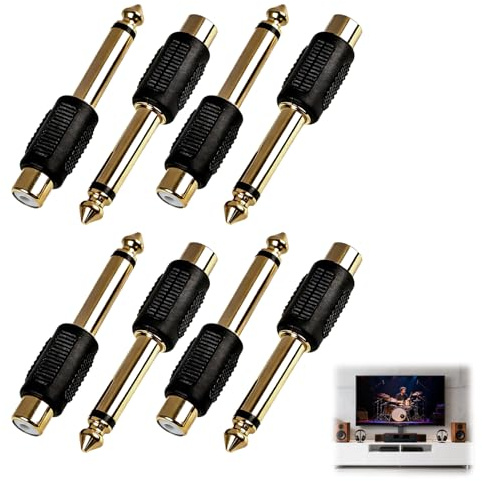 Tuwonwa 8 PCS Audio Adapter 6,35mm Klinke Stecker auf Cinch Buchse, Kopfhörer Adapter, Adapter Klinke Cinch für Verstärker, Mixer, Kopfhörer, Home Theater, vergoldete Anschlüsse