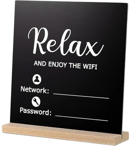 OATIPHO Cartello Wifi in Legno da Tavolo Doppia Faccia 21,5x21,5x0,5 Cm Lavagna Segnapassword Wifi per Casa, Hotel e Ristoranti, Scrivibile e Cancellabile per Ospiti e Uffici