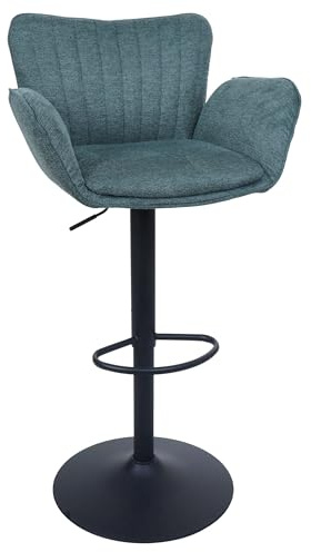 Mendler Barhocker HWC-M67, Drehstuhl Barstuhl, mit Armlehne Fußablage drehbar Stoff/Textil Eisen FSC® - grün Fuß schwarz