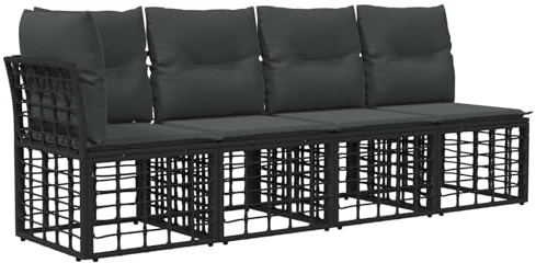 vidaXL 4-Sitzer Garten-Sofa mit linker Armlehne 4 pcs 4-Sitzanzahl, Rustikales, wetterfestes Sofa-Set für die Terrasse, Flexibles Lounge-Mobiliar, wandelbares Design