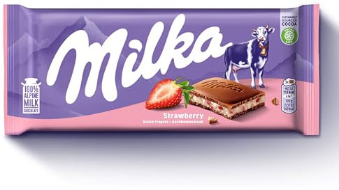 Yogur de fresa y chocolate con leche | Milka | Strawberry Yogurt | Peso total 100 gramos