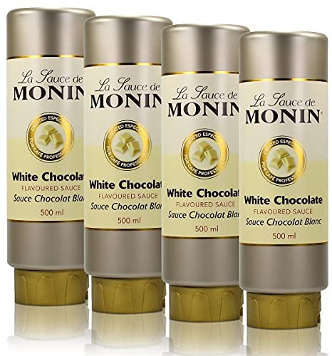 4x Monin Weiße Schokolade Sauce 500 ml - White Chocolate Flavoured Sauce
