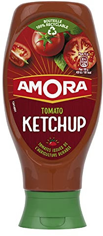 Amora Ketchup Flacon Souple tête en bas, sans conservateurs, ni édulcorants 550g