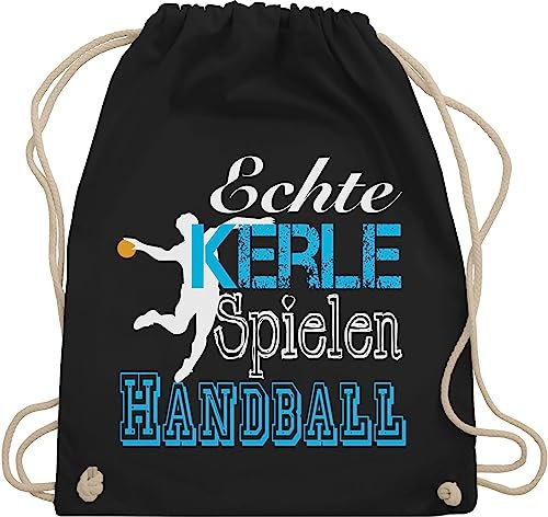 Turnbeutel Rucksack - WM 2023 Trikot Ersatz - Echte Kerle Spielen Handball weiß - Unisize - Schwarz - geschenke handballbeutel handballer jungs beutel sportbeutel kinderturnbeutel hanball jungen