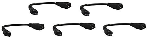 Five Pack Of YCS Basics Black 6 Inch Cellphone/Tablet USB Micro Male to Female Sync And Charging Extension Cables