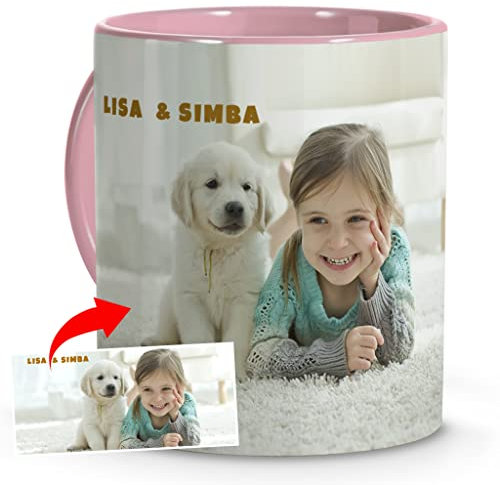 Taza Personalizada con Foto y Texto. Regalo Único para Mamá. Sorpresa con Imagen Personalizada. Taza Especial para el Día de la Madre. Caneca Personalizada. Personalized Gifts. Interior y Asa Rosa