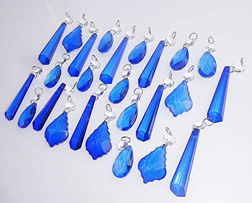 25 blaue Kronleuchter Tropfen geschliffene Glaskristalle Tropfen Perlen Christbaumschmuck Prismen Art Deco Retro Perlen Ersatzlampe Teile