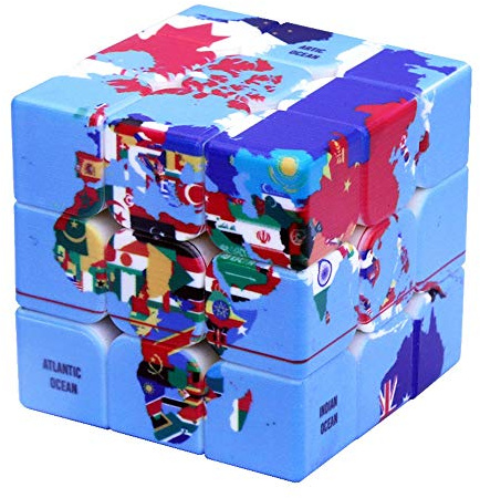 World Map Design Magic Cube,3x3 Geography Learning Puzzle Toy