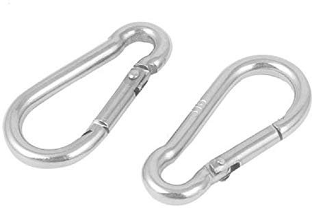 Marwotec 2 Stück Karabinerhaken 140 x 12mm nach DIN 5299 C | Stahl verzinkt mit 580 kg Tragkraft | Gefederter Verschluss mit Schnapphaken | Feuerwehr-Karabiner, Baumarkt-Karabiner