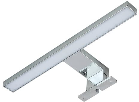 Kwazar Luminaire LED Spiegelleuchte Badezimmer 5W 450LM 30cm Neutralweiß 4000K IP44 230V Wandleuchte Spiegellampe, Badezimmerschrank Spiegelleuchten Anita Silber
