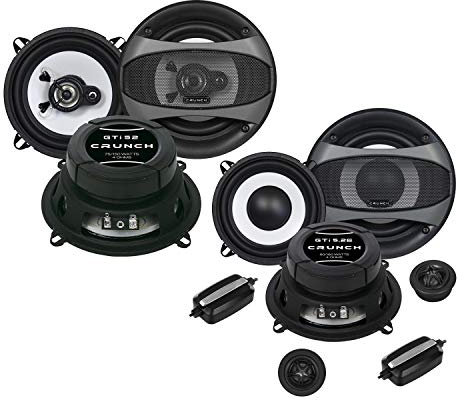 Mediadox Front/Heck 13cm/130mm Auto Lautsprecher/Boxen/Speaker Komplett-Set von Crunch kompatibel für Renault Megane 3-2008-2014