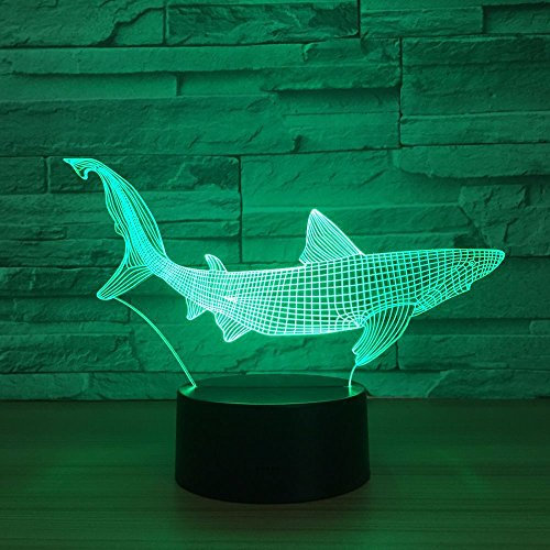 Jinson well 3D Fische Hai led Lampe led Illusion Nachtlicht, 7 Farbwechsel Touch Switch Tisch Schreibtisch Dekoration Lampen perfekte Acryl ABS Base USB Kabel Spielzeug