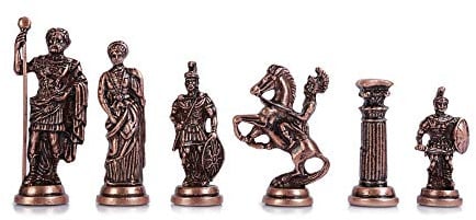 GiftHome (Solo Scacchi) Storico Rame Antico Roma Figure a Scacchi in Metallo fatti a mano Grandi Dimensioni 4.3 (Tavola non inclusa)