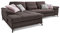 Cavadore L-Form-Sofa Castiel mit Federkern / Große Eckcouch mit Sitztiefenverstellung und XL-Longchair / 312 x 89 x 173 / Webstoff, Dunkelbraun