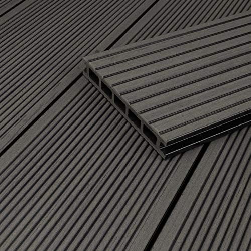 HORI® WPC-Terrassendiele Malta Grau Hohlkammer I Komplettset inkl. 40x60 mm Unterkonstruktion & Clips I Fläche: 75 m² I 2,30 m Dielenlänge